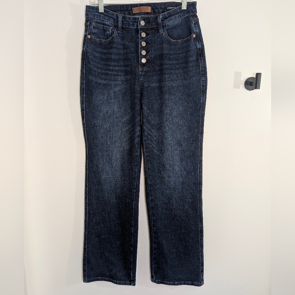 Judy Blue 9/29 Straight Leg Jeans Dark Wash Button Fly Stretch - Picture 5 of 8